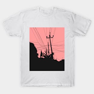 Landscape outside in the small city as a silhouette T-Shirt